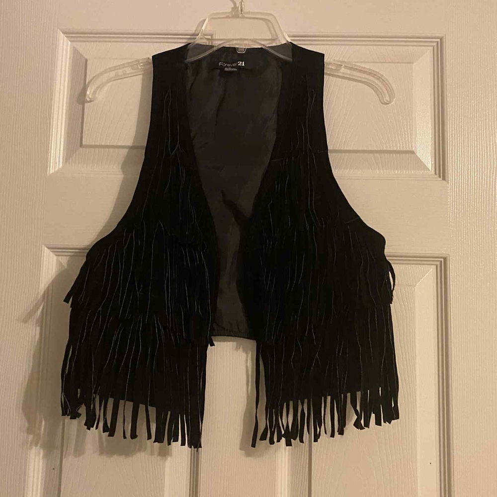Forever 21 Black Fringe Vest